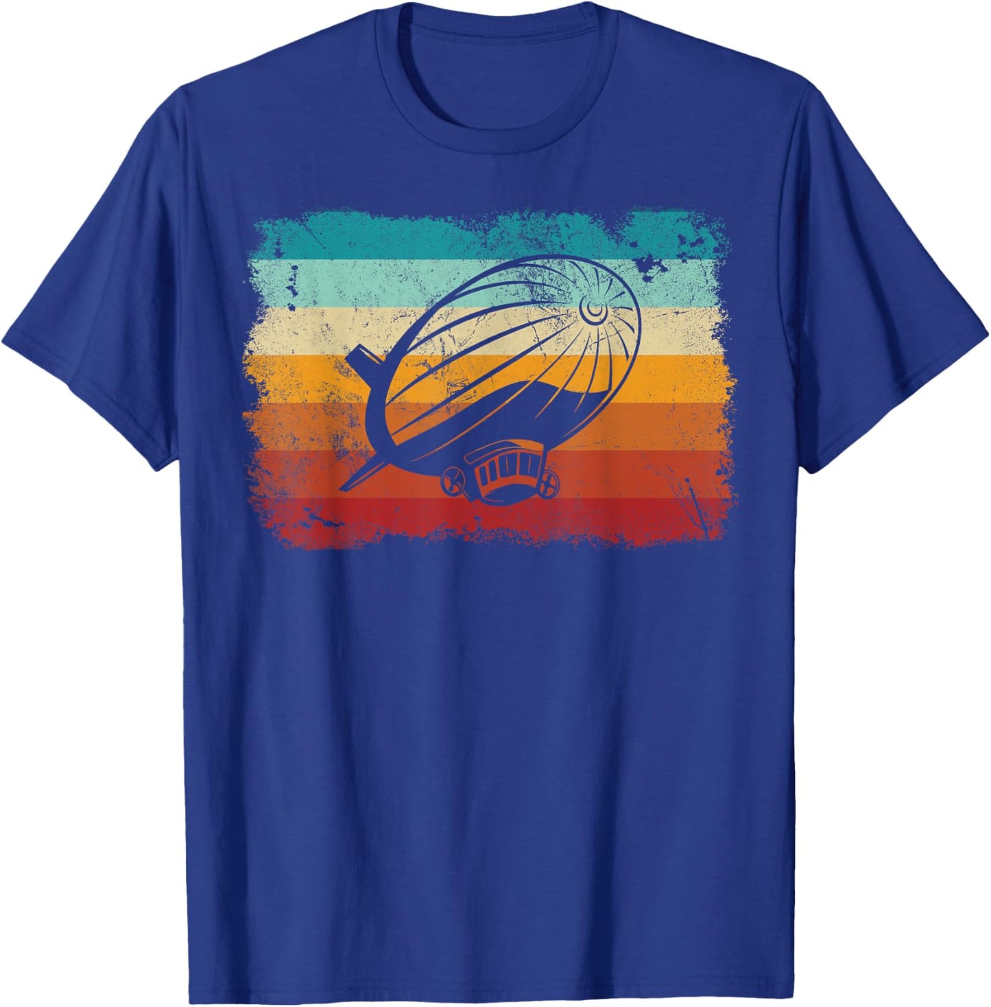 Retro Vintage Zeppelin Sunset 70s 80s Distressed Dirigible T-Shirt - T-Shirt | Royal