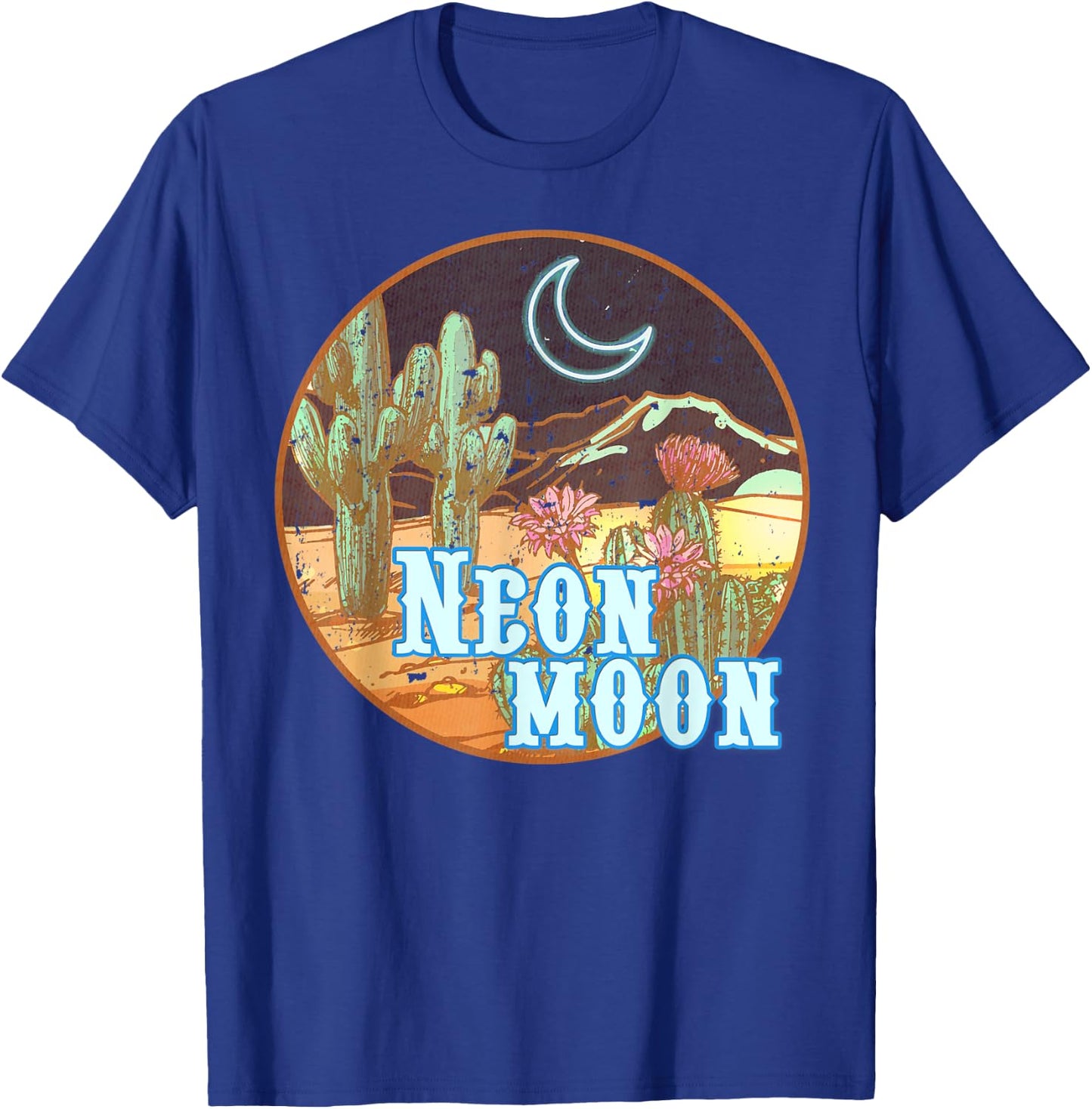 Western 90's Country Music Neon Moon Country Cowgirl Cowboy T-Shirt - T-Shirt | Royal