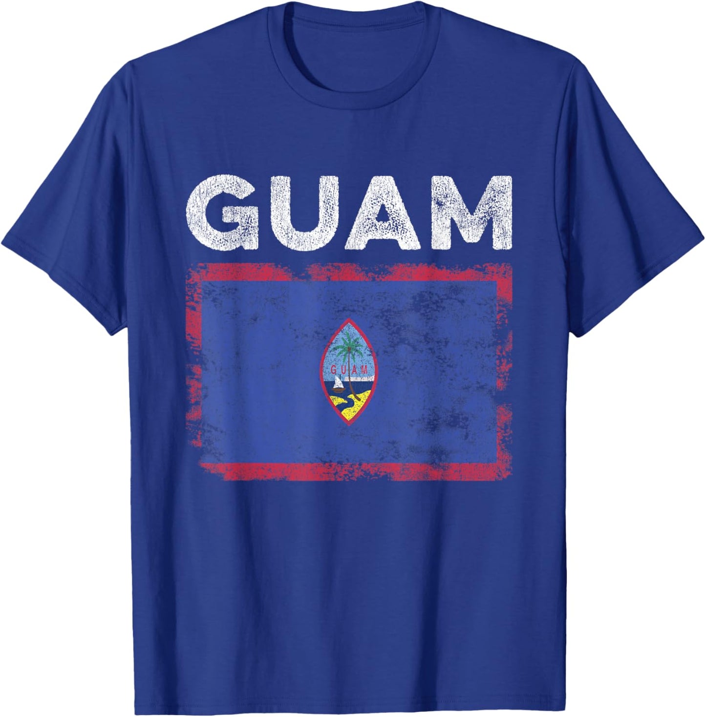 Guam Flag Distressed - Men Women Kids - Guamanian Flag T-Shirt - T-Shirt | Royal