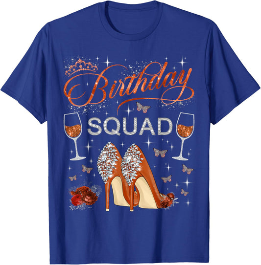 Birthday squad Butterflies High Heels Diva Squad Women Girls T-Shirt - T-Shirt | Royal