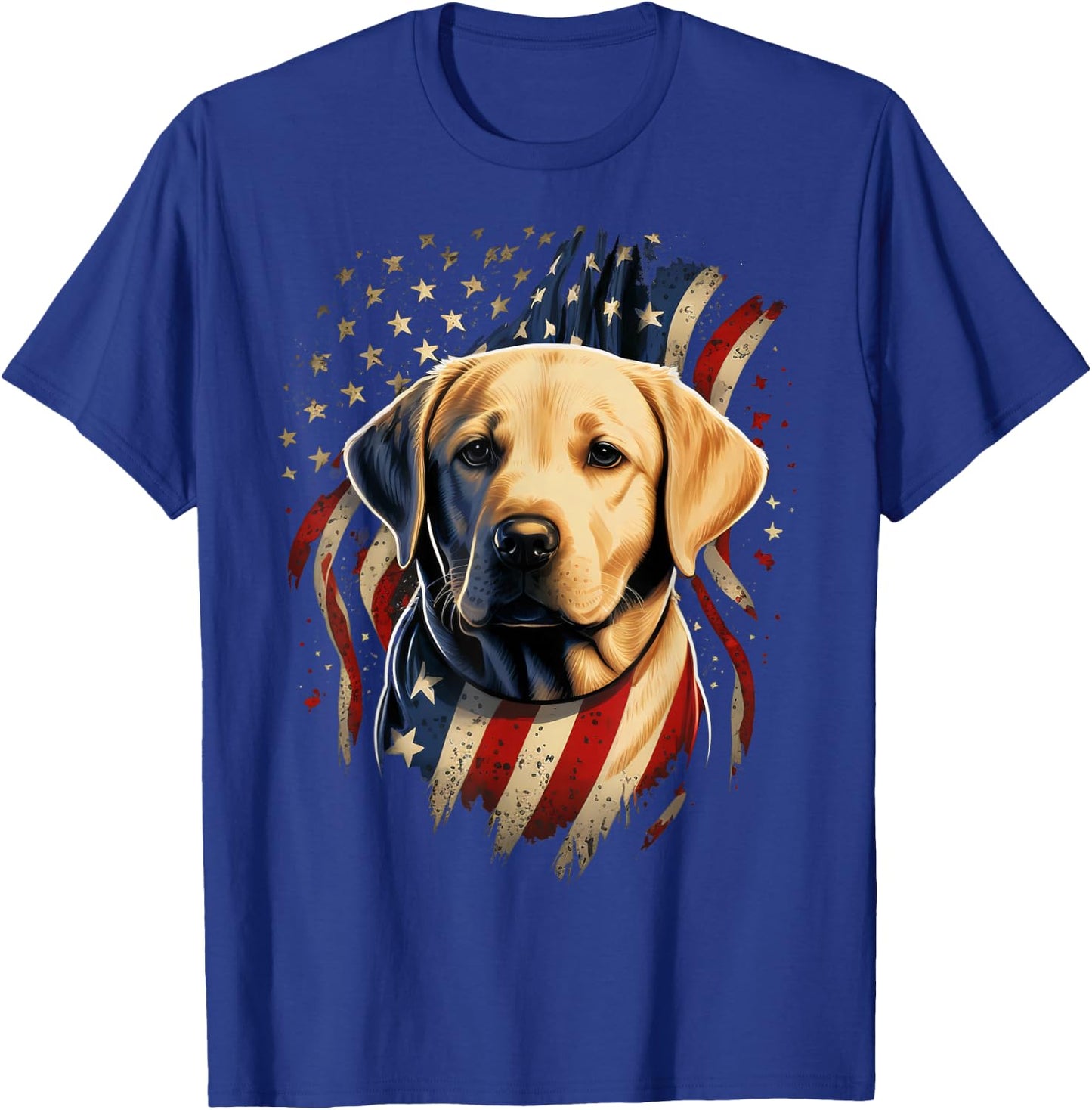 USA 4th of July Yellow Patriotic American Labrador Retriever T-Shirt - T-Shirt | Royal
