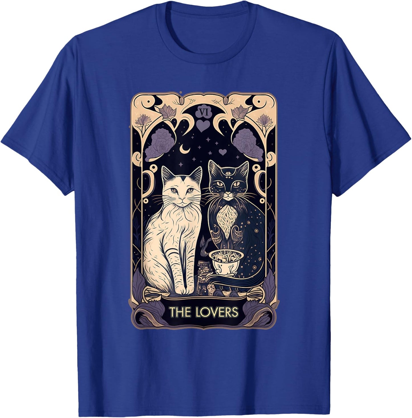 Cute Cat The Lovers Tarot Card Cat Tarot Card Graphic T-Shirt - T-Shirt | Royal
