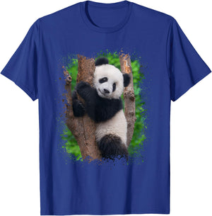 Panda Portrait Splatter Photo Asian Zoo Animal T-Shirt - T-Shirt | Royal