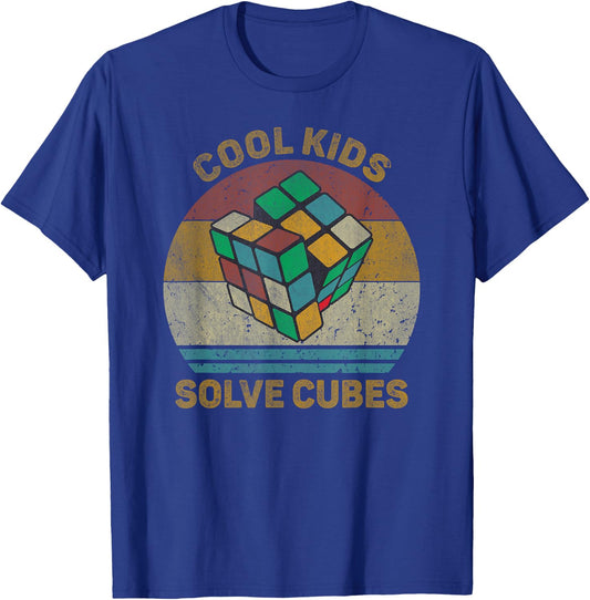 Cool Kids Solve Cubes Vintage Math Speedcubing Lovers T-Shirt - T-Shirt | Royal