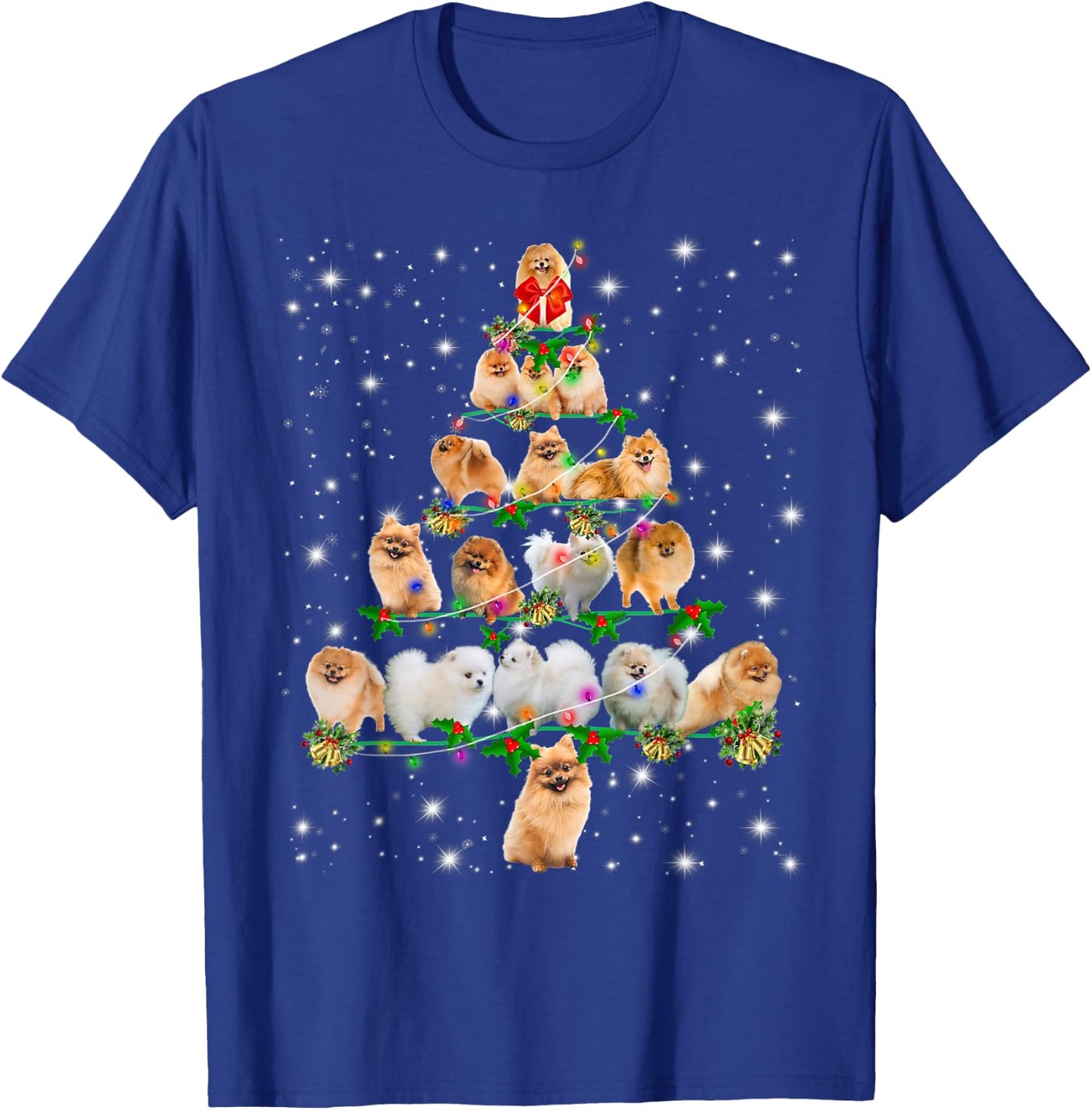 Pomeranian Christmas Tree Lights Funny Lover Dog Pajamas Women Kids T-Shirt - T-Shirt | Royal