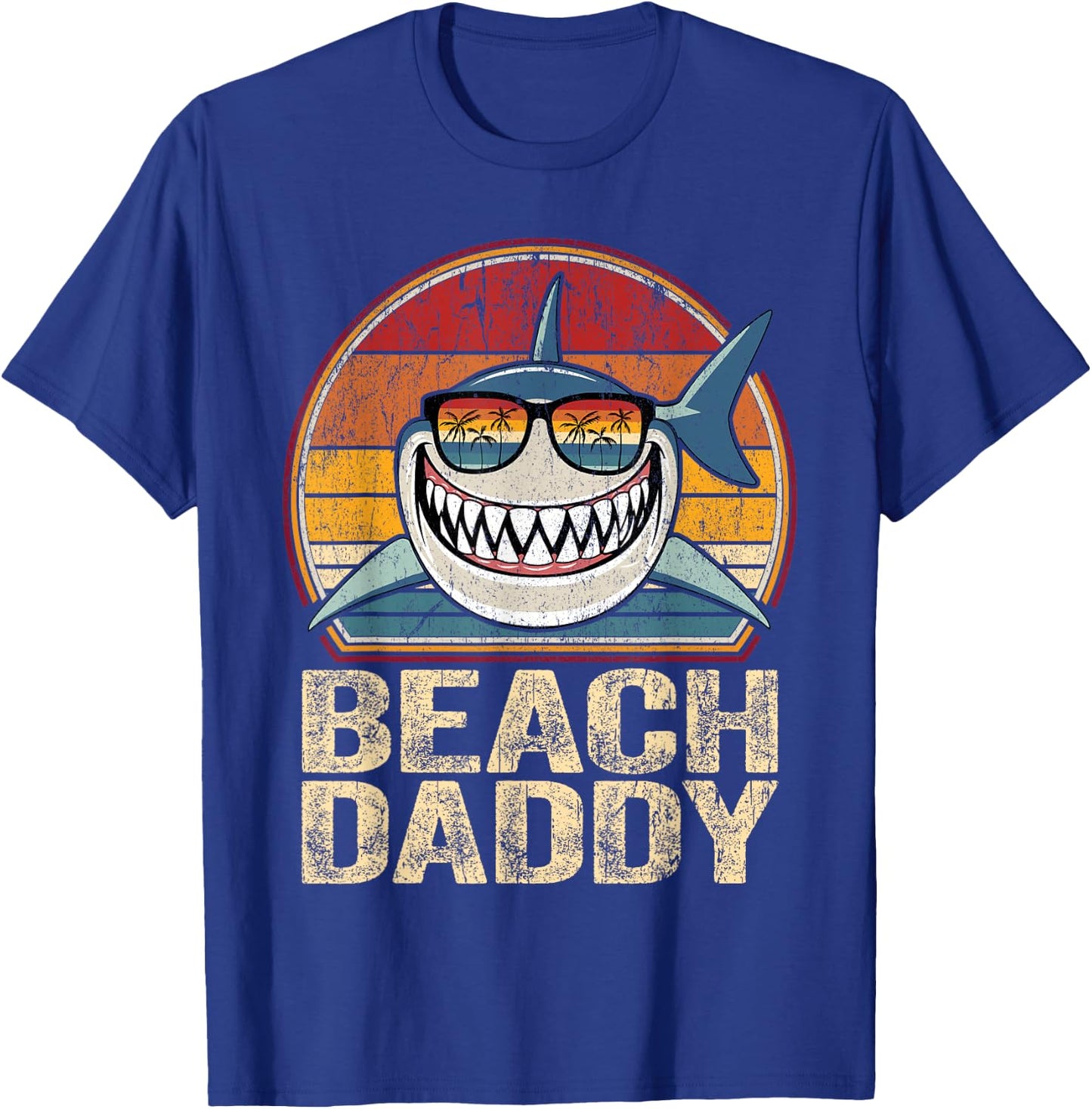 Beach Daddy Shirt Retro Shark Father Gifts Beach Dad T-Shirt - T-Shirt | Royal