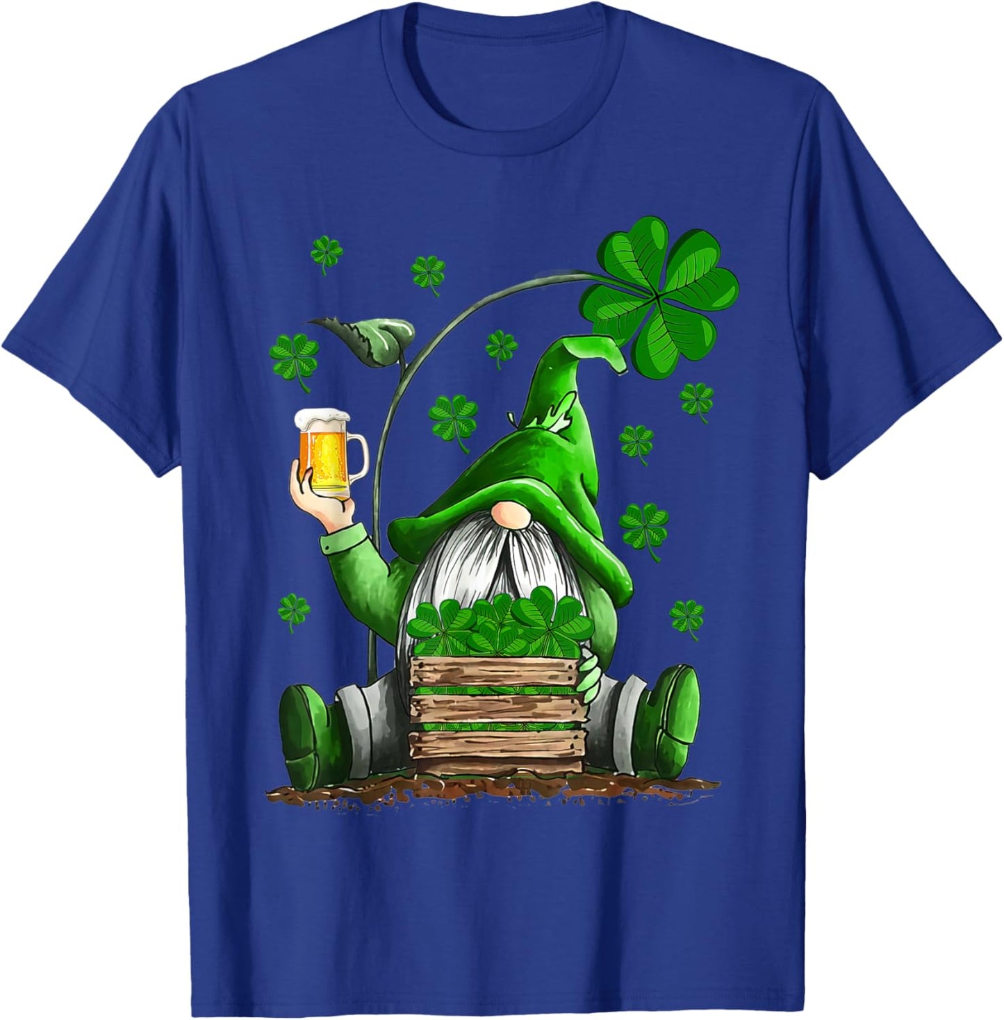Irish Gnome Drink Beer Lucky Shamrock Gnome St Patricks Day T-Shirt - T-Shirt | Royal