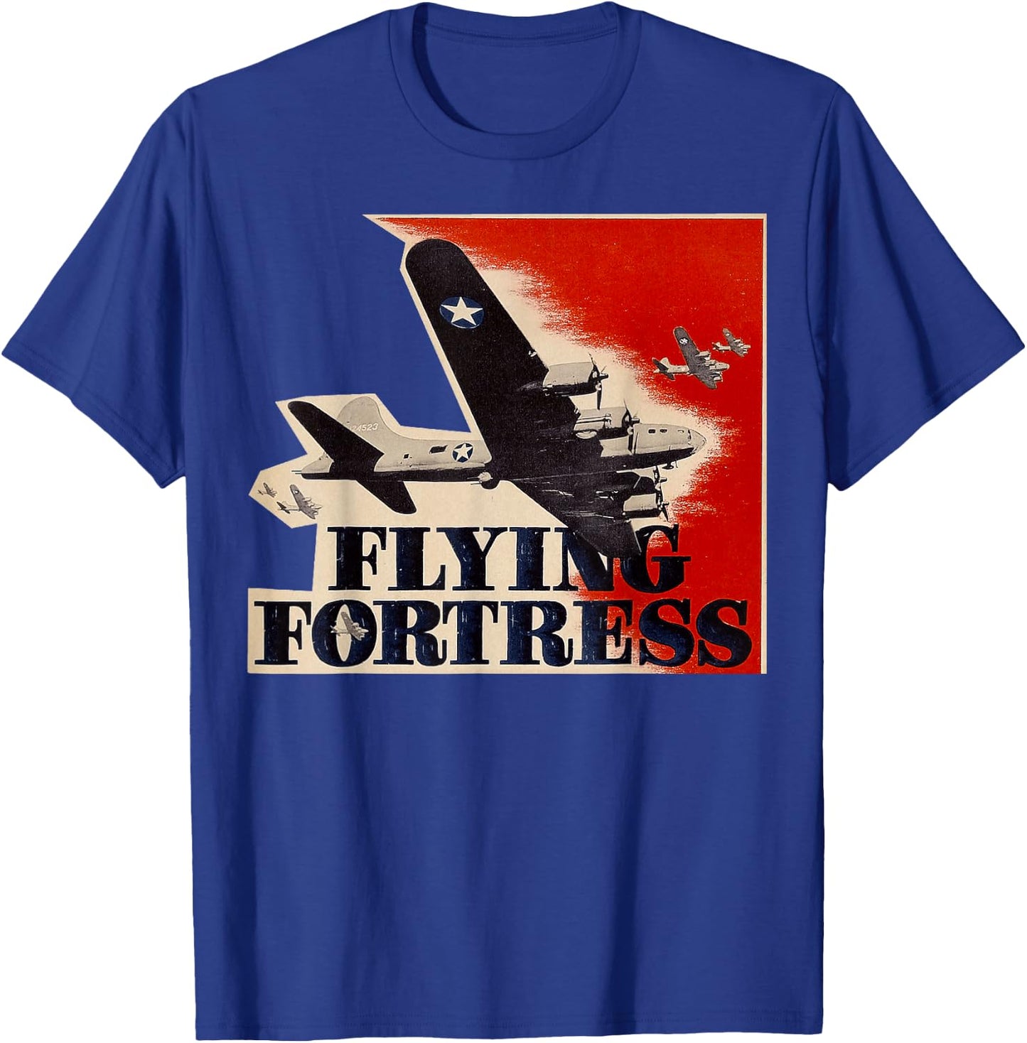 Vintage WWII B-17 USA Warplane B17 Flying Fortress T-Shirt - T-Shirt | Royal