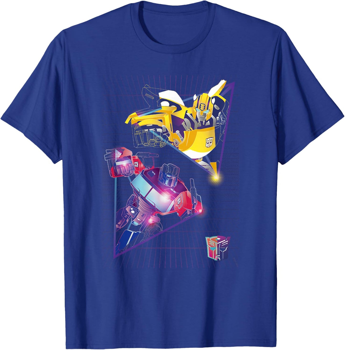 Transformers Optimus Prime & Bumblebee Neon Triangle T-Shirt - T-Shirt | Royal