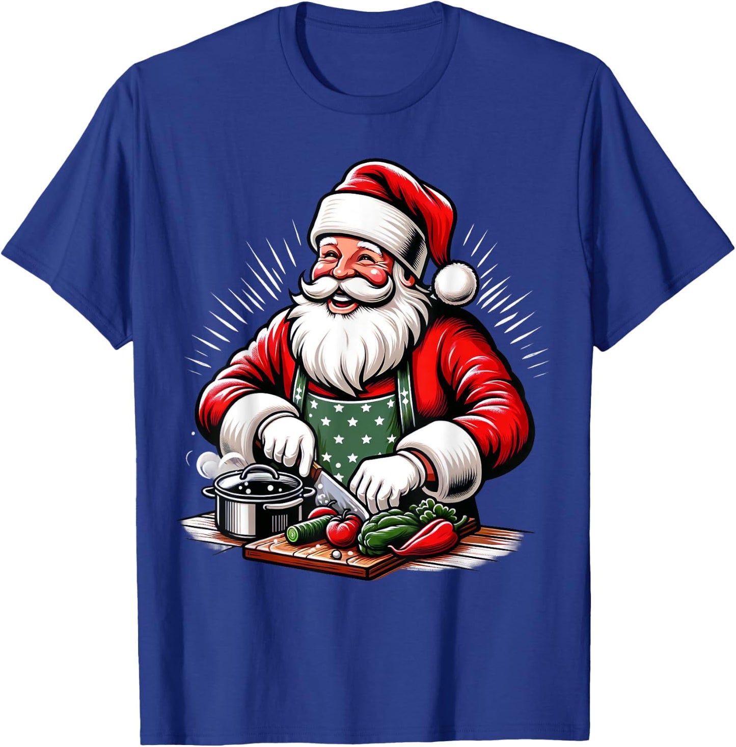 Santa Cooks Food, Chef Xmas Christmas Women Men Kids T-Shirt - T-Shirt | Royal