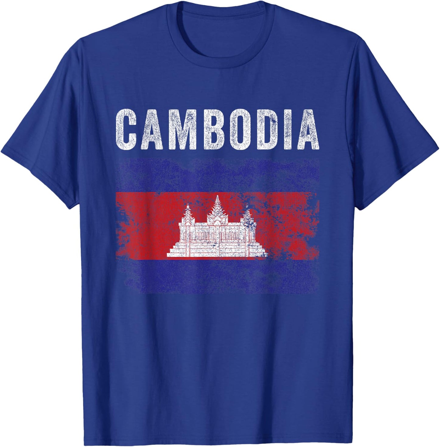 Cambodia Flag Distressed - Men Women Kids - Cambodian Flag T-Shirt - T-Shirt | Royal