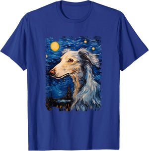 Silken Windhound Dog Starry Night Painting Dog Mom Dad T-Shirt - T-Shirt | Royal