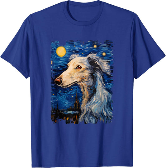 Silken Windhound Dog Starry Night Painting Dog Mom Dad T-Shirt - T-Shirt | Royal