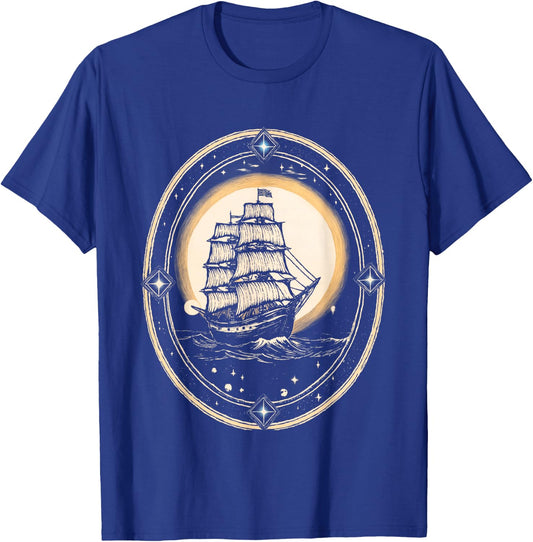 Vintage Nautical Moonlight Clipper Ship T-Shirt - T-Shirt | Royal