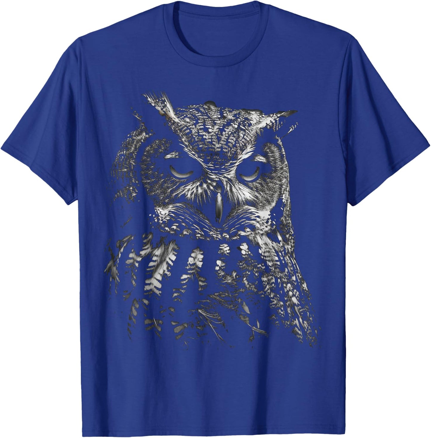 Owl Portrait Artwork | Animal Motif Owl T-Shirt - T-Shirt | Royal