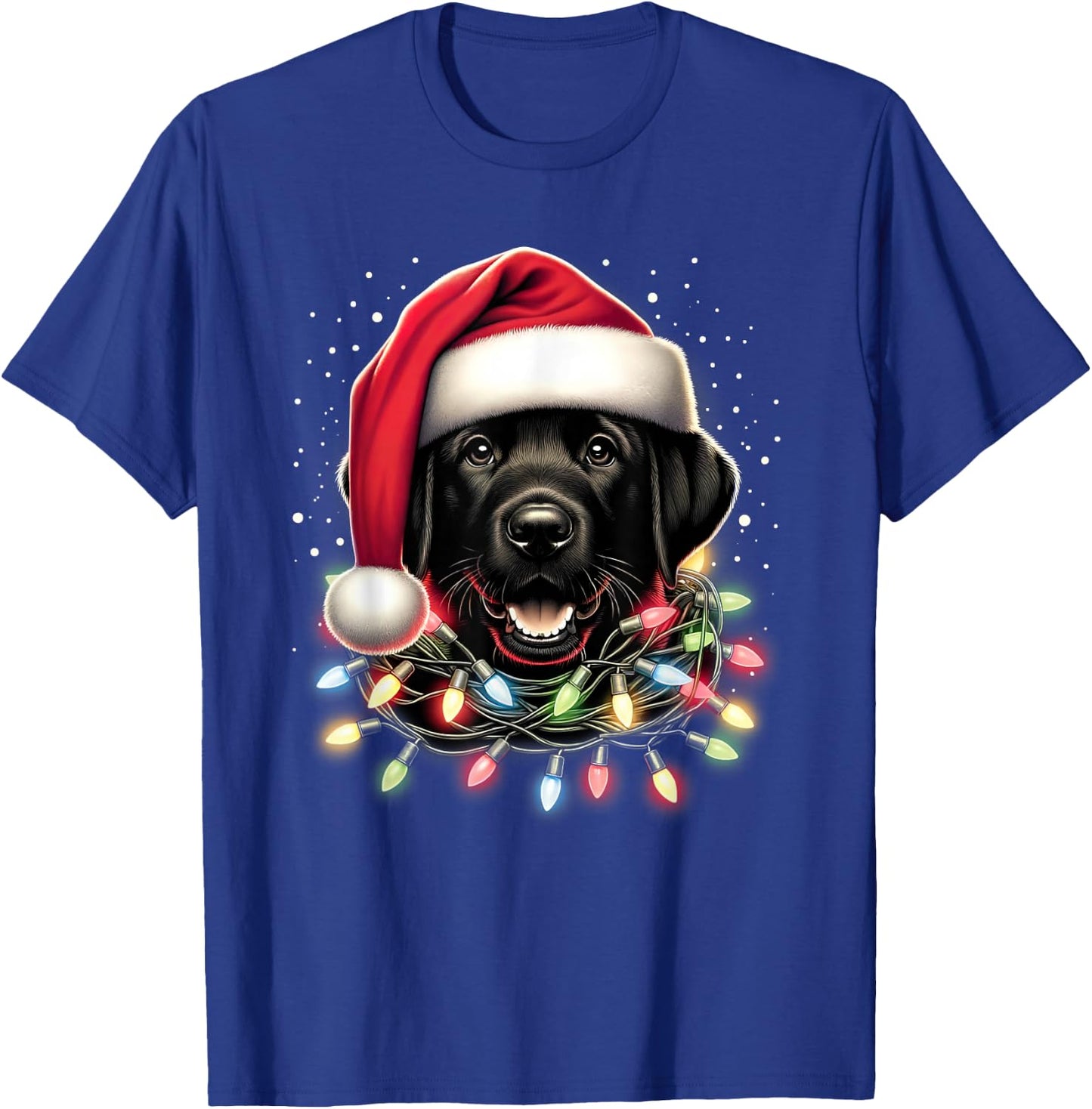 Black Lab Labrador Christmas Tree Light Pajama Dog Xmas T-Shirt - T-Shirt | Royal