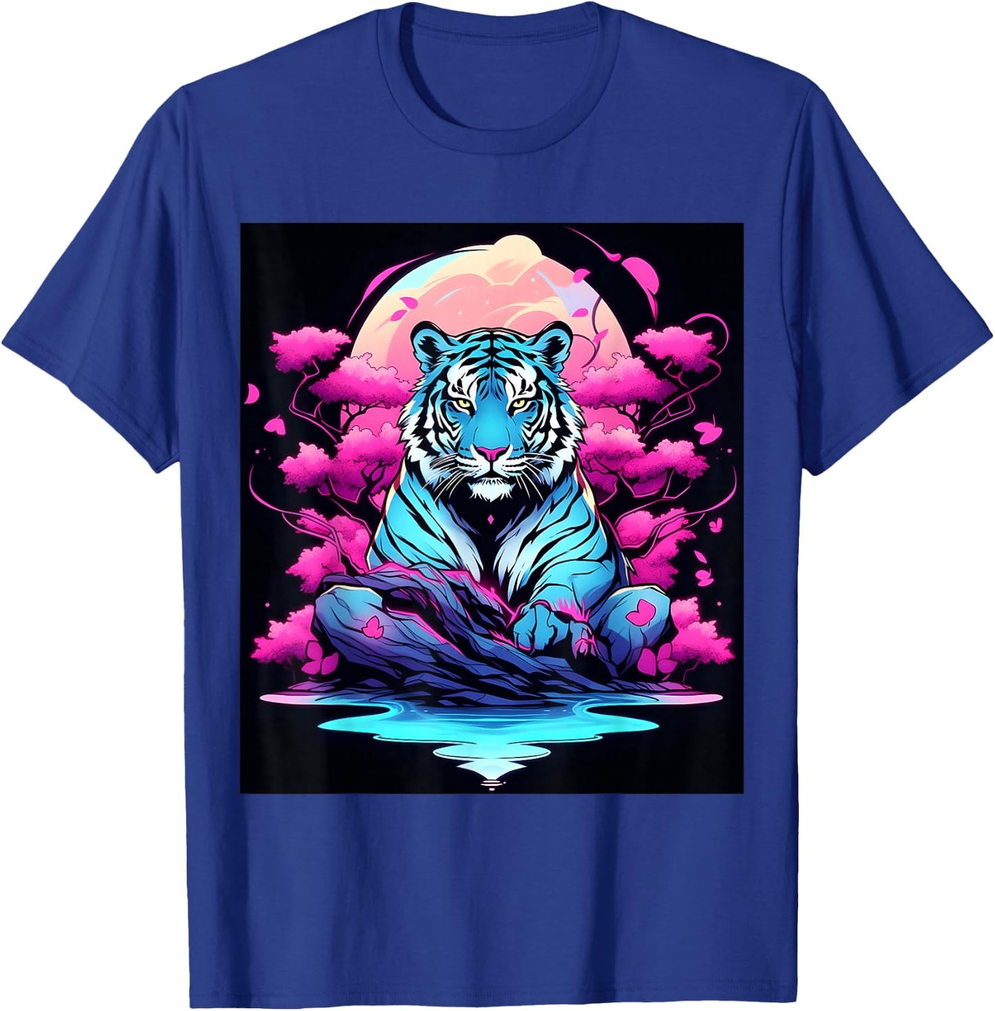Graphic Showcasing a Striking Tiger in the Darkness T-Shirt - T-Shirt | Royal