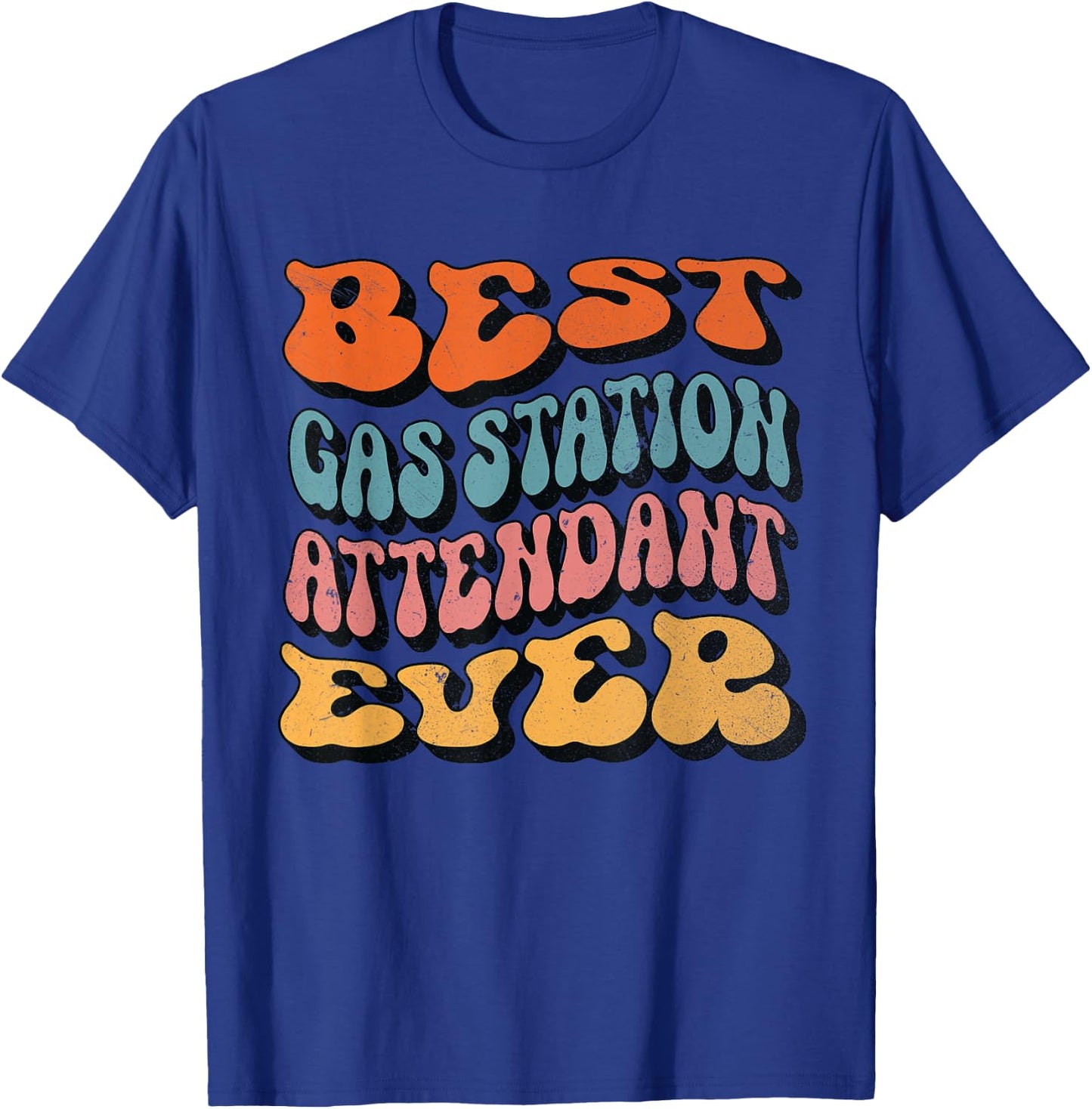 Gas Station Attendant, Retro Groovy Gas Station Attendant T-Shirt - T-Shirt | Royal