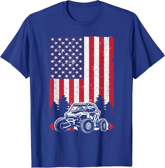 SxS Women Offroad Mud Riding 4th of July US Flag T-Shirt - T-Shirt | Royal