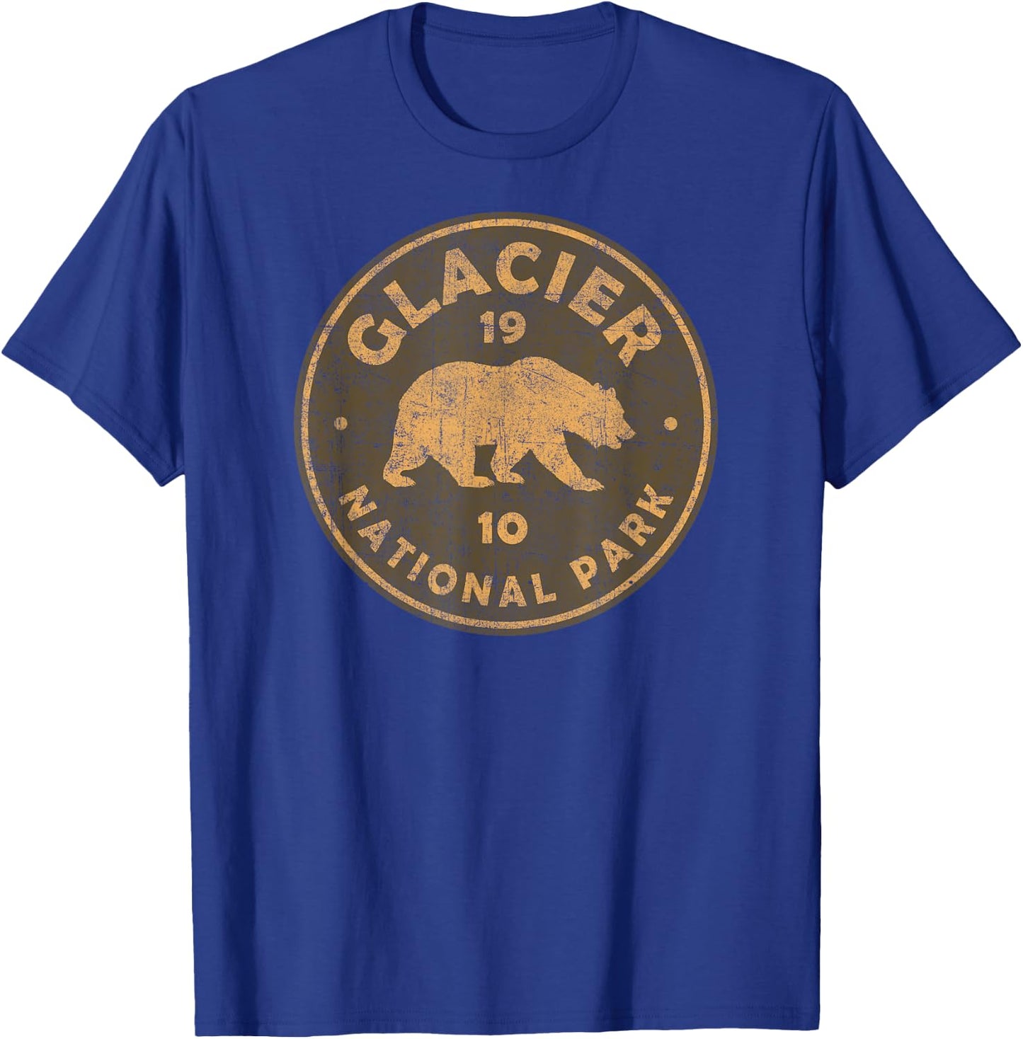 Retro Glacier National Park Montana Women Men Kids Hiking T-Shirt - T-Shirt | Royal
