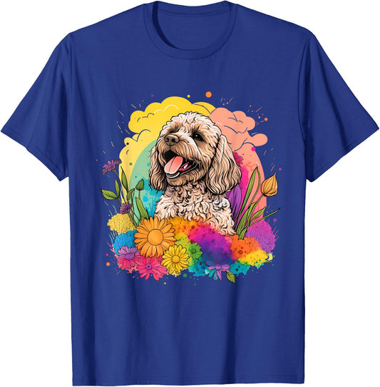 Cockapoo Mom Women Colorful Floral Graphic Flowers Dog T-Shirt - T-Shirt | Royal