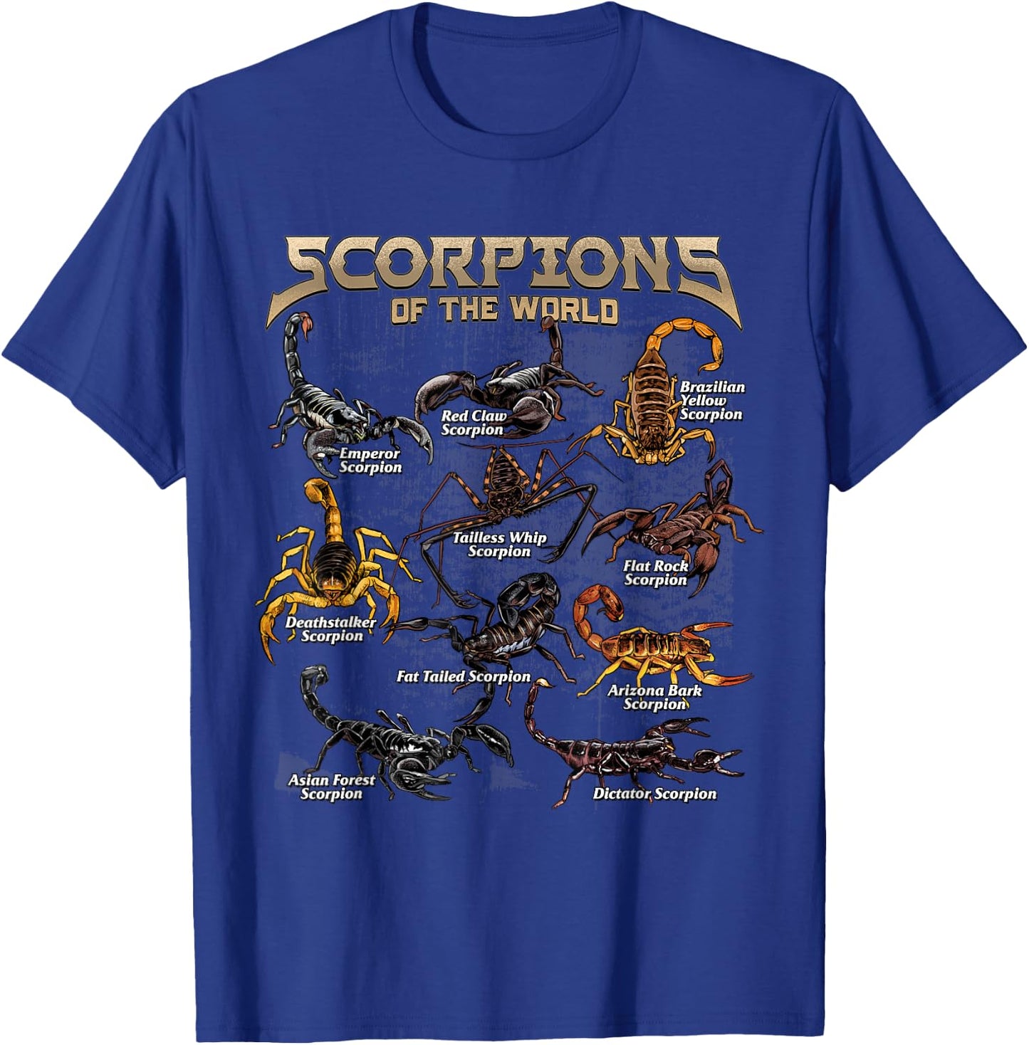 Scorpions Animals of The World Sting Educational Arachnology T-Shirt - T-Shirt | Royal
