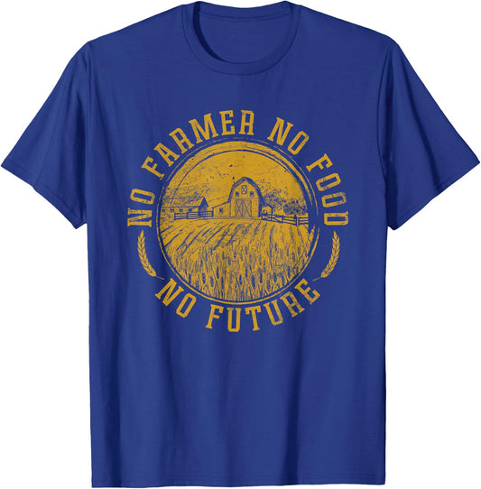 Vintage Farm No Farmer No Food No Future Farming Farm Lover T-Shirt - T-Shirt | Royal