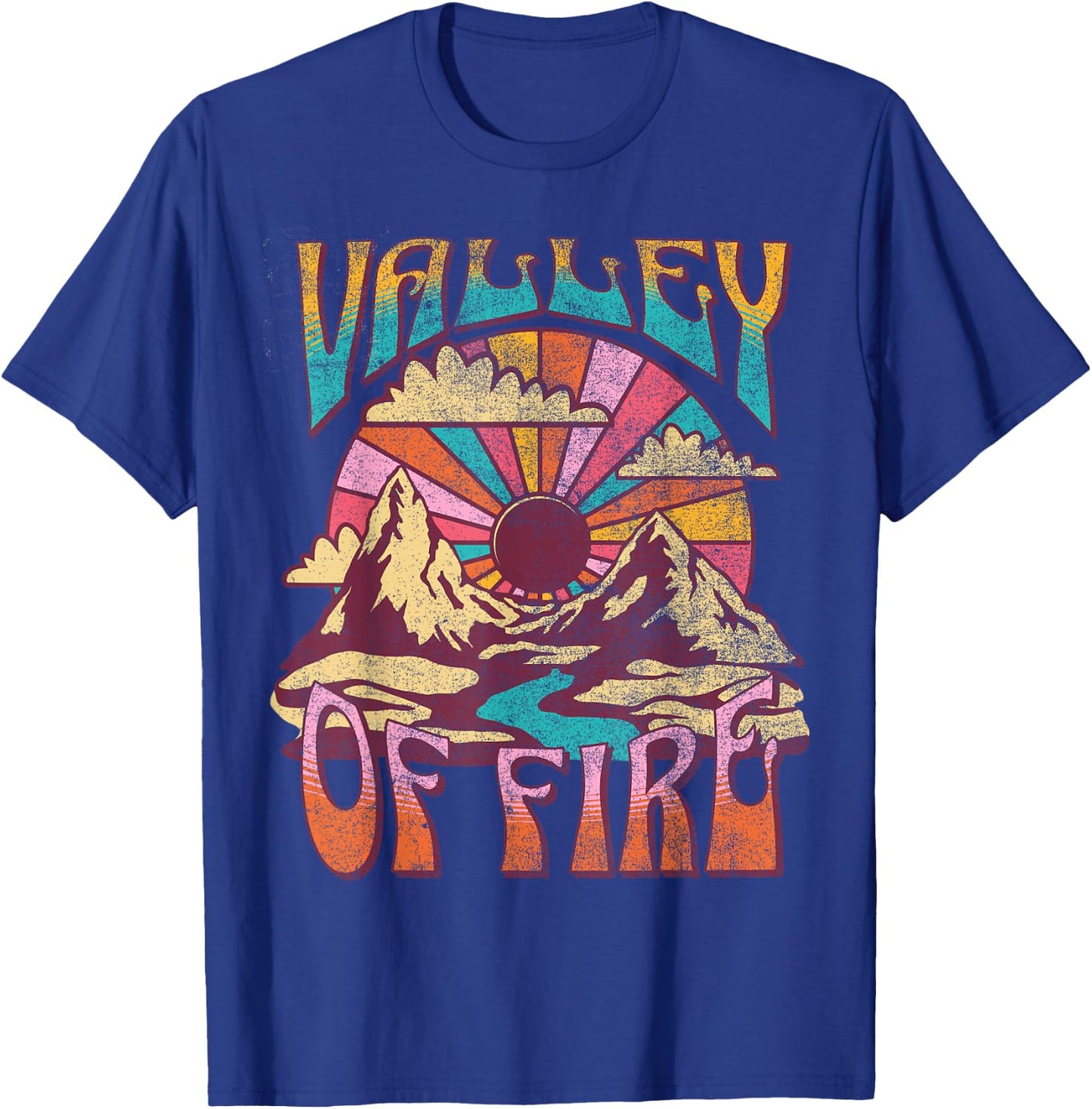 Valley Of Fire Nevada Nature Hiking Mountains Outdoors Retro T-Shirt - T-Shirt | Royal