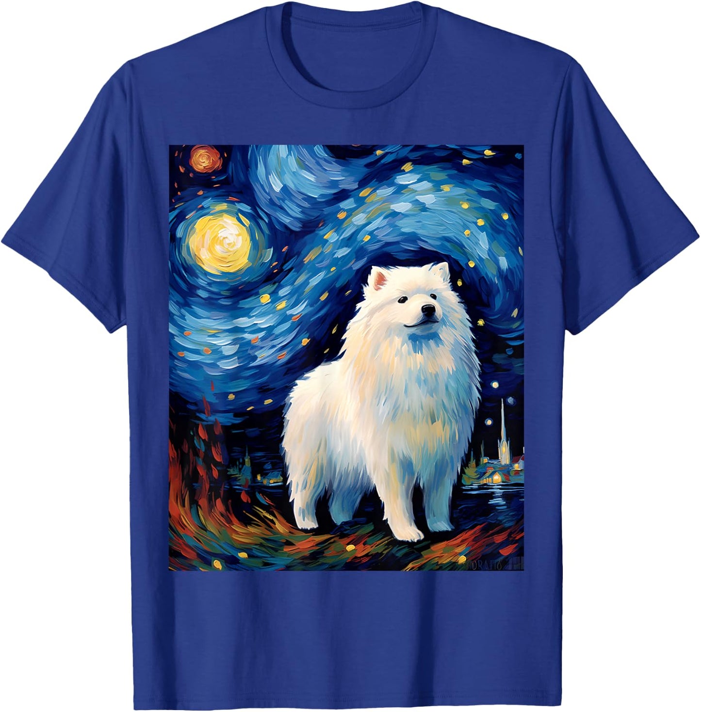 Surreal Starry Night Samoyed Dog T-Shirt - T-Shirt | Royal
