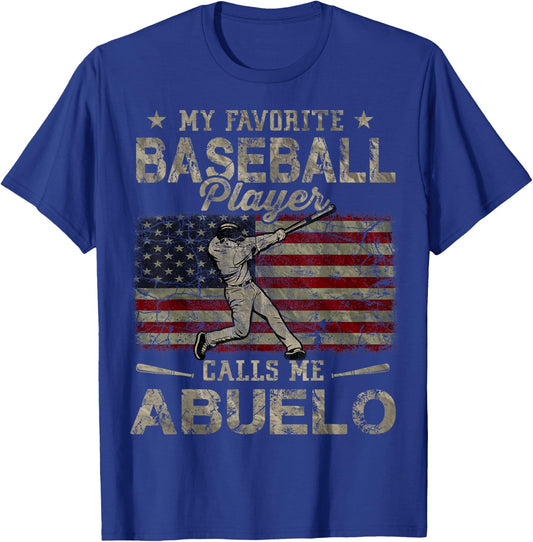 My Favorite Baseball Player Calls Me Abuelo Father's Day T-Shirt - T-Shirt | Royal
