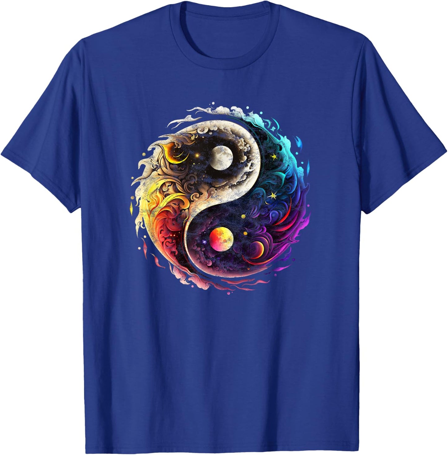Yin Yang, sun, moon, universe, Tai chi, Qigong, yoga, Taoism T-Shirt - T-Shirt | Royal