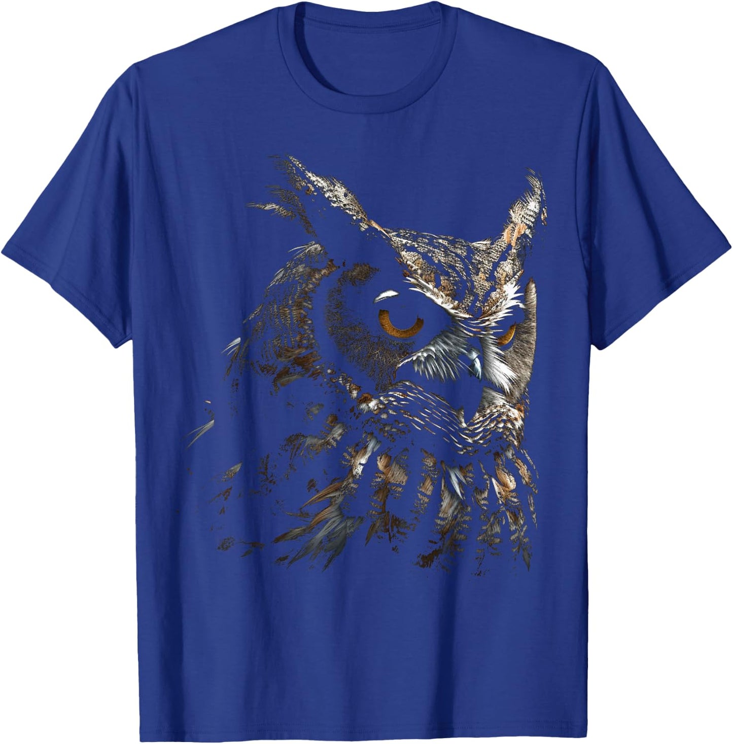Owl Portrait Artwork | Animal Motif Owl T-Shirt - T-Shirt | Royal