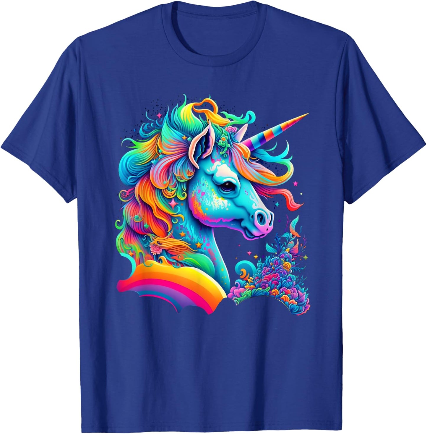 Colorful Rainbow Unicorn Graphic T-Shirt - T-Shirt | Royal