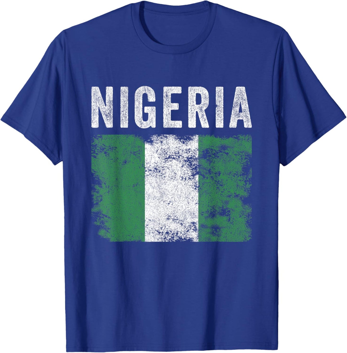 Nigeria Flag Distressed - Men Women Kids - Nigerian Flag T-Shirt - T-Shirt | Royal