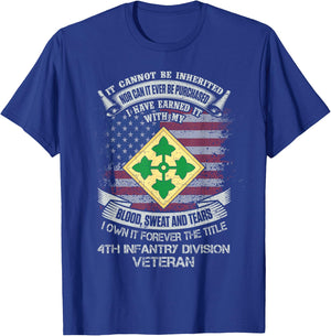 Own Forever The Title 4th Infantry Division Veteran Flag USA T-Shirt - T-Shirt | Royal