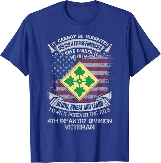 Own Forever The Title 4th Infantry Division Veteran Flag USA T-Shirt - T-Shirt | Royal