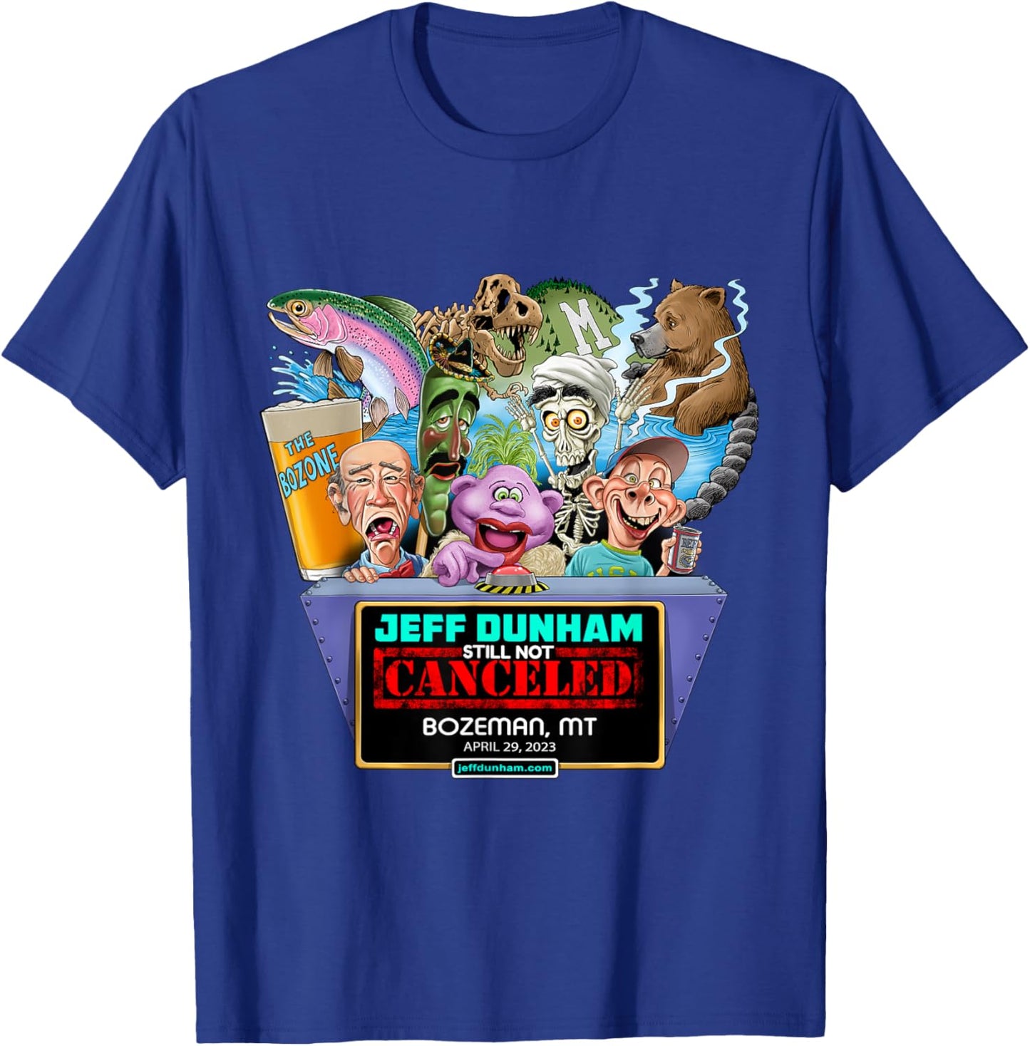 Jeff Dunham Bozeman, MT (2023) T-Shirt - T-Shirt | Royal