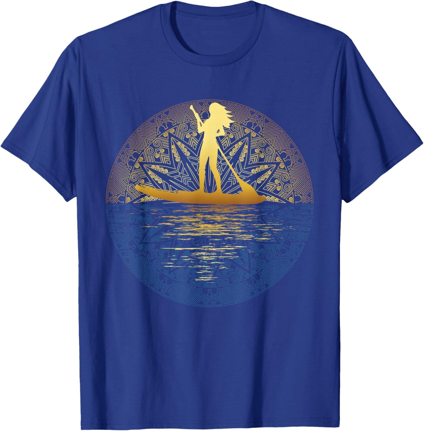 Paddleboard SUP Girl Mandala Reflected Stand Up Paddle Board T-Shirt - T-Shirt | Royal