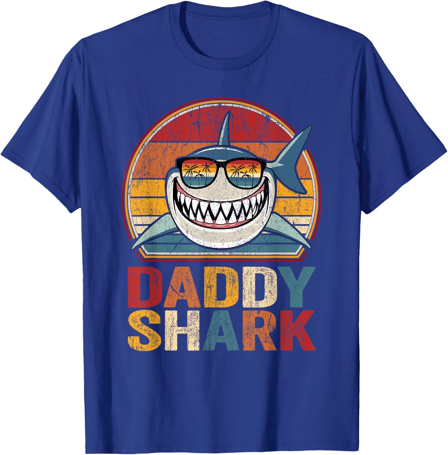 Daddy Shark Retro Shark Shirt Pajamas Gifts for Dad Dad T-Shirt - T-Shirt | Royal
