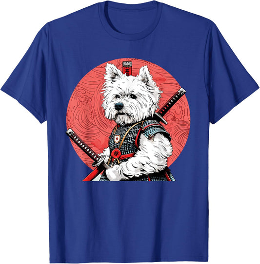 West Highland White Terrier Samurai Funny Dog Warrior Men Women Kids T-Shirt - T-Shirt | Royal