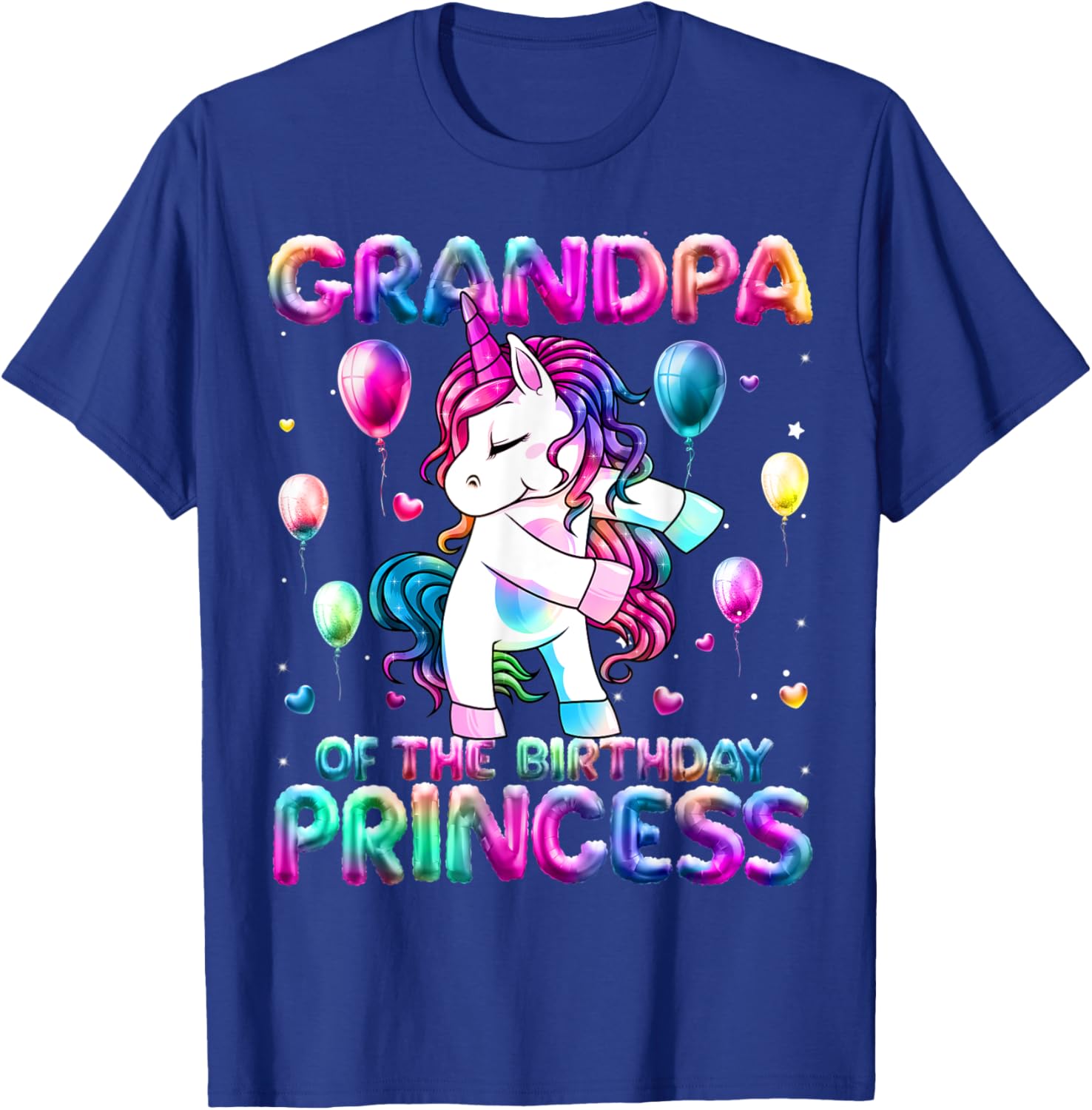 Grandpa of the Birthday Princess Girl Flossing Unicorn Papa T-Shirt - T-Shirt | Royal