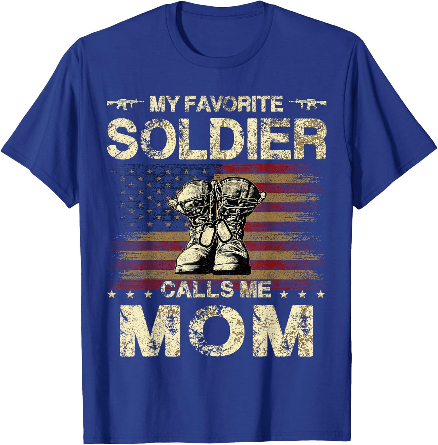 Army Family Matching Combat Boots Clothings Proud Army Mom T-Shirt - T-Shirt | Royal