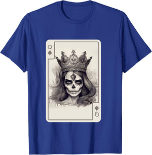 Gothic Poker Card Game Creepy Queens Skull Queen of Spades T-Shirt - T-Shirt | Royal