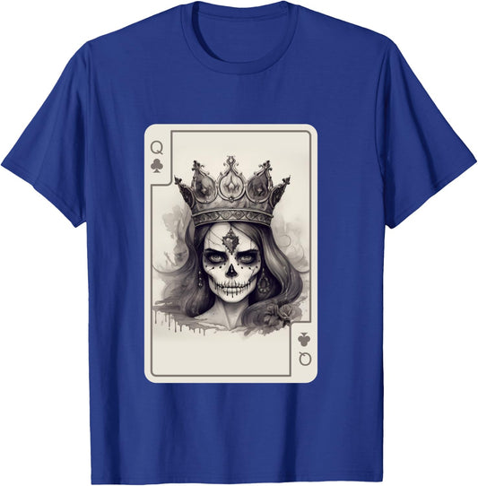 Gothic Poker Card Game Creepy Queens Skull Queen of Spades T-Shirt - T-Shirt | Royal