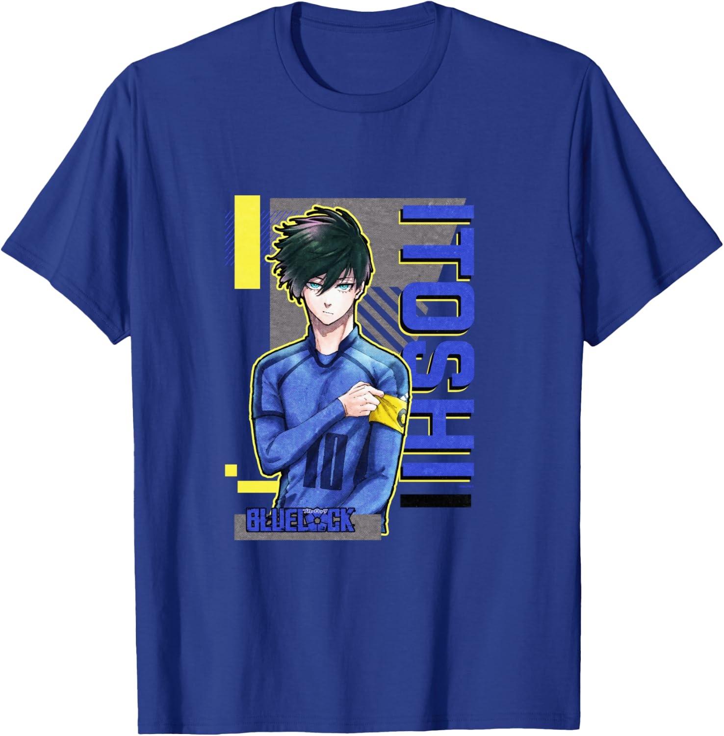 Blue Lock Rin Itoshi The Captain Big Chest Neon Portrait T-Shirt - T-Shirt | Royal