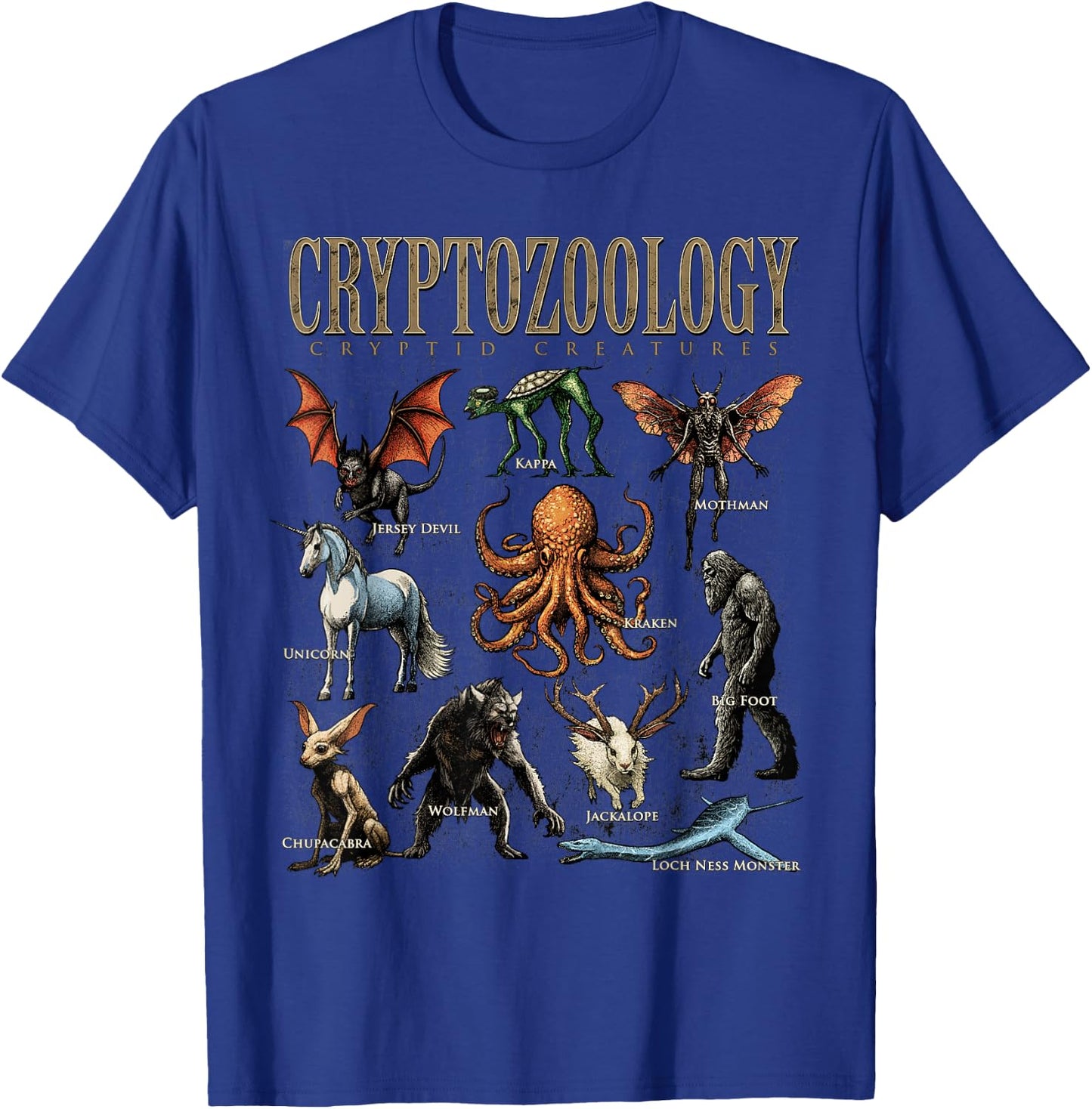Cryptozoology Folklore Mythical Cryptid Creatures Monster T-Shirt - T-Shirt | Royal