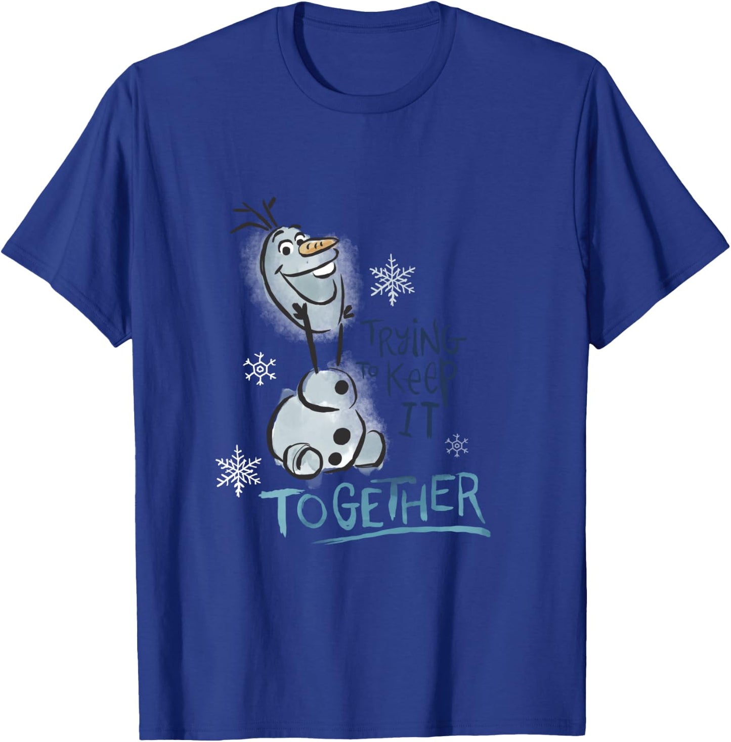 Disney Frozen Olaf Smiling Trying To Keep It Together Poster T-Shirt - T-Shirt | Royal