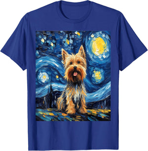 Funny dog art painting dog Lover Starry Night dog Van Gogh T-Shirt - T-Shirt | Royal