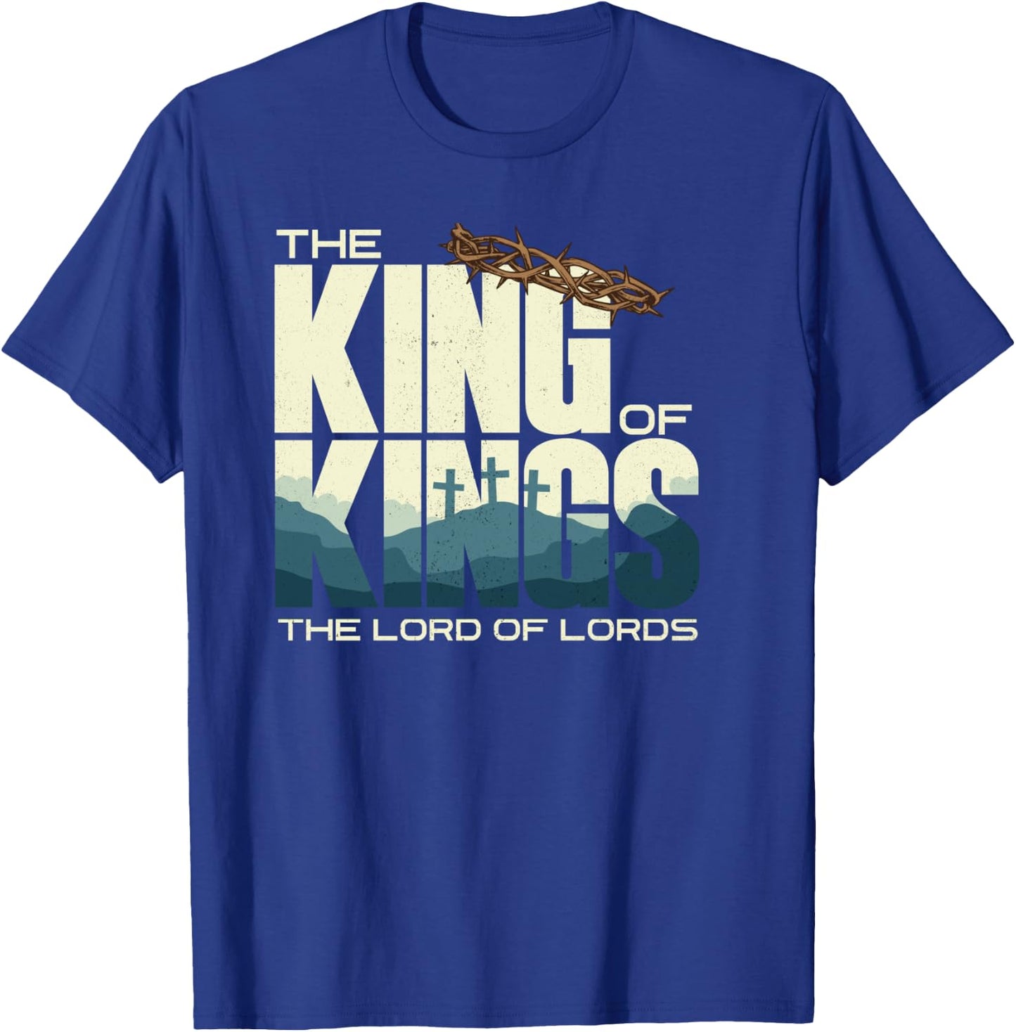 Jesus is the King of Kings Crucifixion Cross Crown Gospel T-Shirt - T-Shirt | Royal