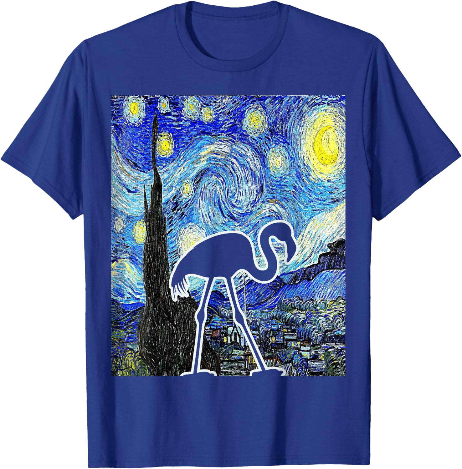 Flamingo Starry Night Flamingo Lover Van Gogh Flamingo Bird T-Shirt - T-Shirt | Royal